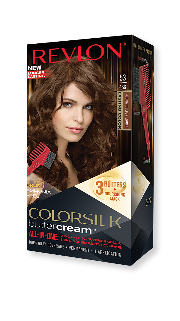revlon hair colorsilk buttercream hair color 43g medium golden brown 