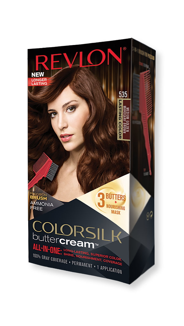 revlon hair colorsilk buttercream hair color 535 medium golden mahogany brown 