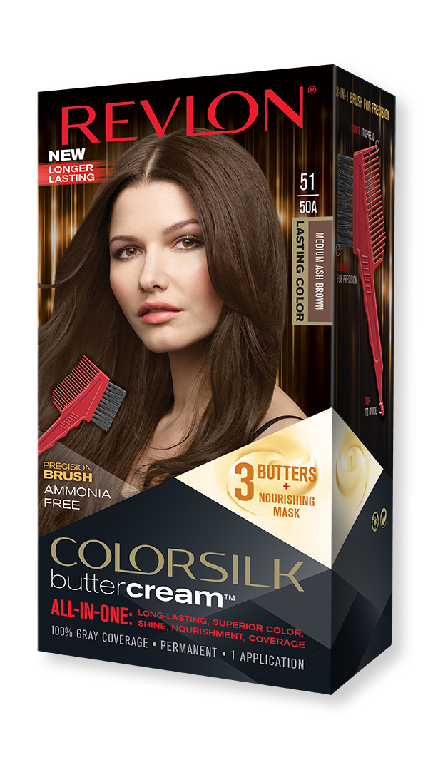 revlon hair Permanent Hair Color ColorSilk Buttercream Hair Color Medium Ash Brown 309978362500 hero 9x16